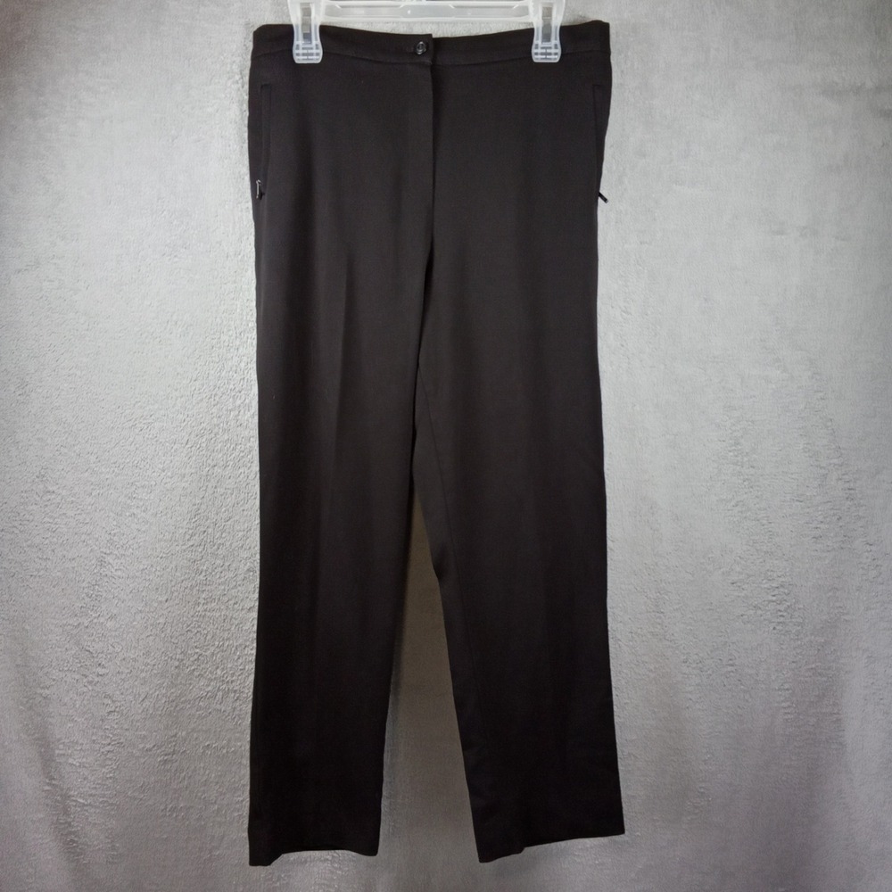 M&S Collection Womens Slim Leg Trousers Black Side Zip Stretch Pants UK 14 M